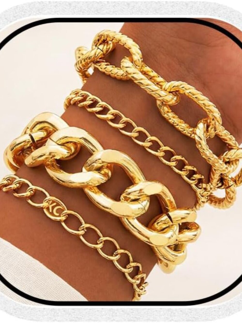 Fashionable Non-Tarnishing 14K Gold Bracelets Set - Women's Chunky Accessories
